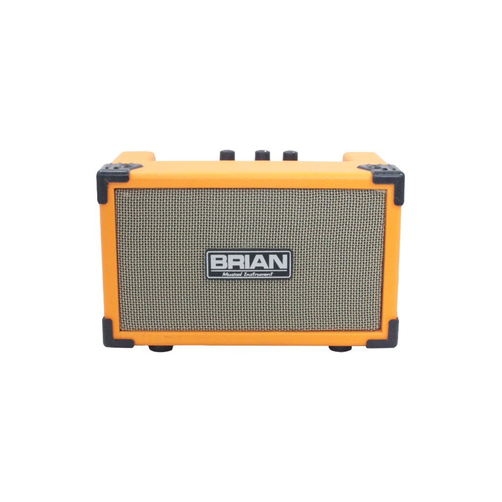 Ampli Mini Bluetooth Gitar dan Bass Akustik dan Elektrik 4 inch Merk BRIAN Warna Orange Murah Jakart