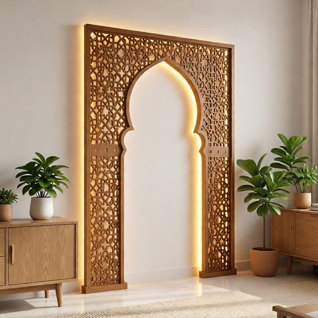 Mihrab Mushola Minimalis/MIHRAB MUSHOLA KRAWANGAN ORNAMEN bahan PVC / mihrob mushola rumah dekorasi 