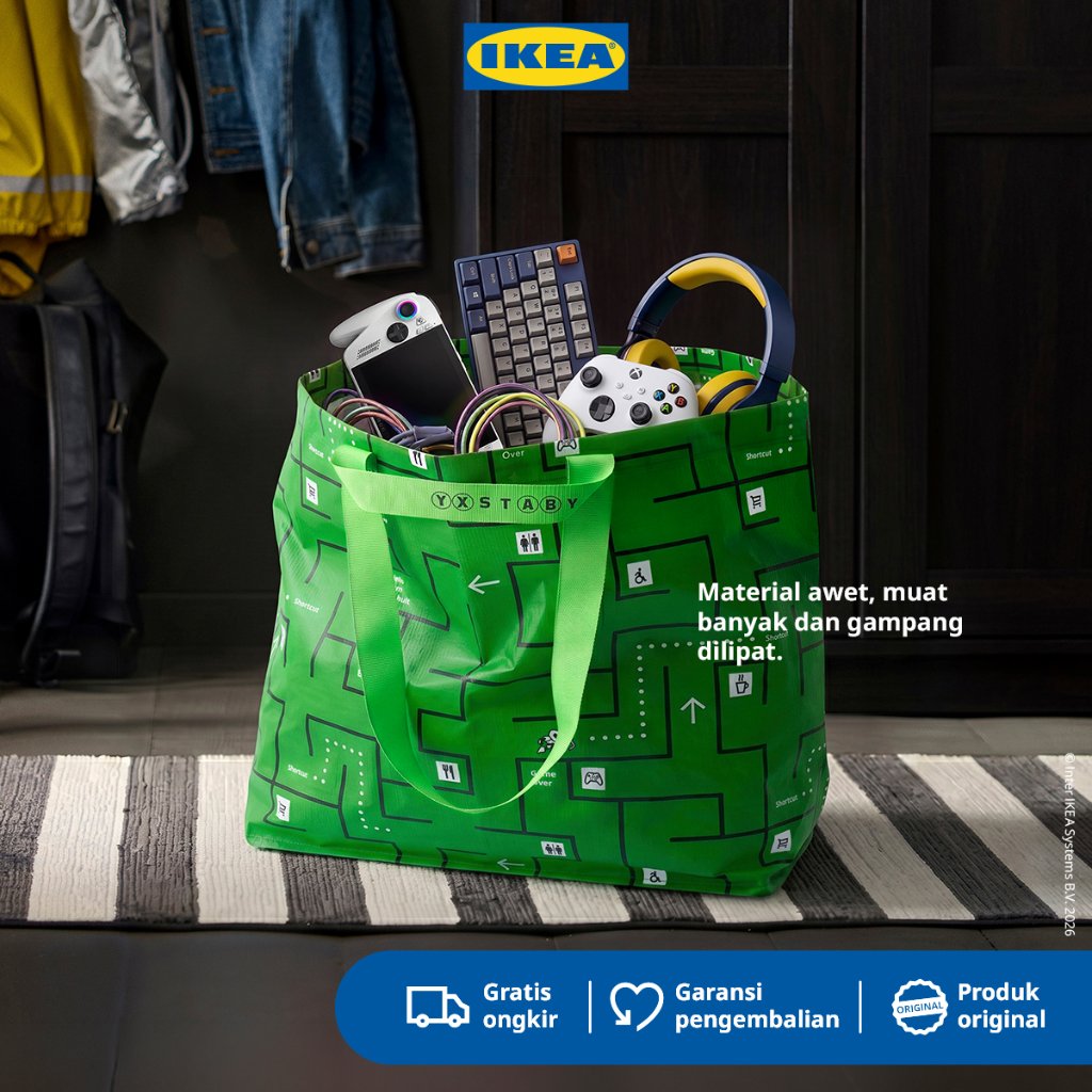 IKEA GOTEHULG Tas Kantong Belanja Tote Bag Laundry Bag Hijau 45x18x45 cm 36 Liter