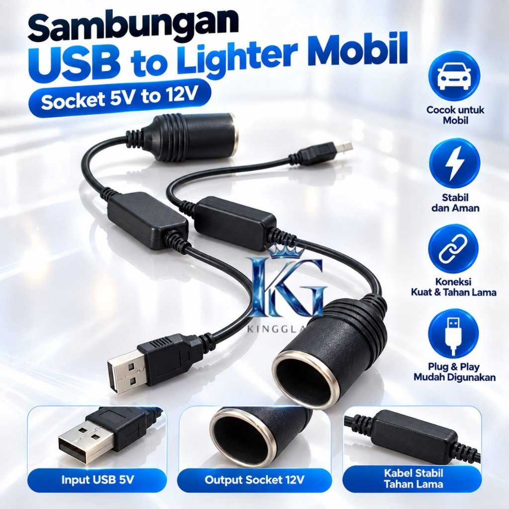 VIBOX Adaptor USB 5V ke Soket Rokok Mobil 12V Konverter Female Plug [SEN]