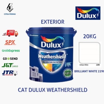CAT DINDING DULUX WEATHERSHIELD BRILLIANT WHITE DS 2290M 20KG (READY MIXED) (KHUSUS INSTAN)
