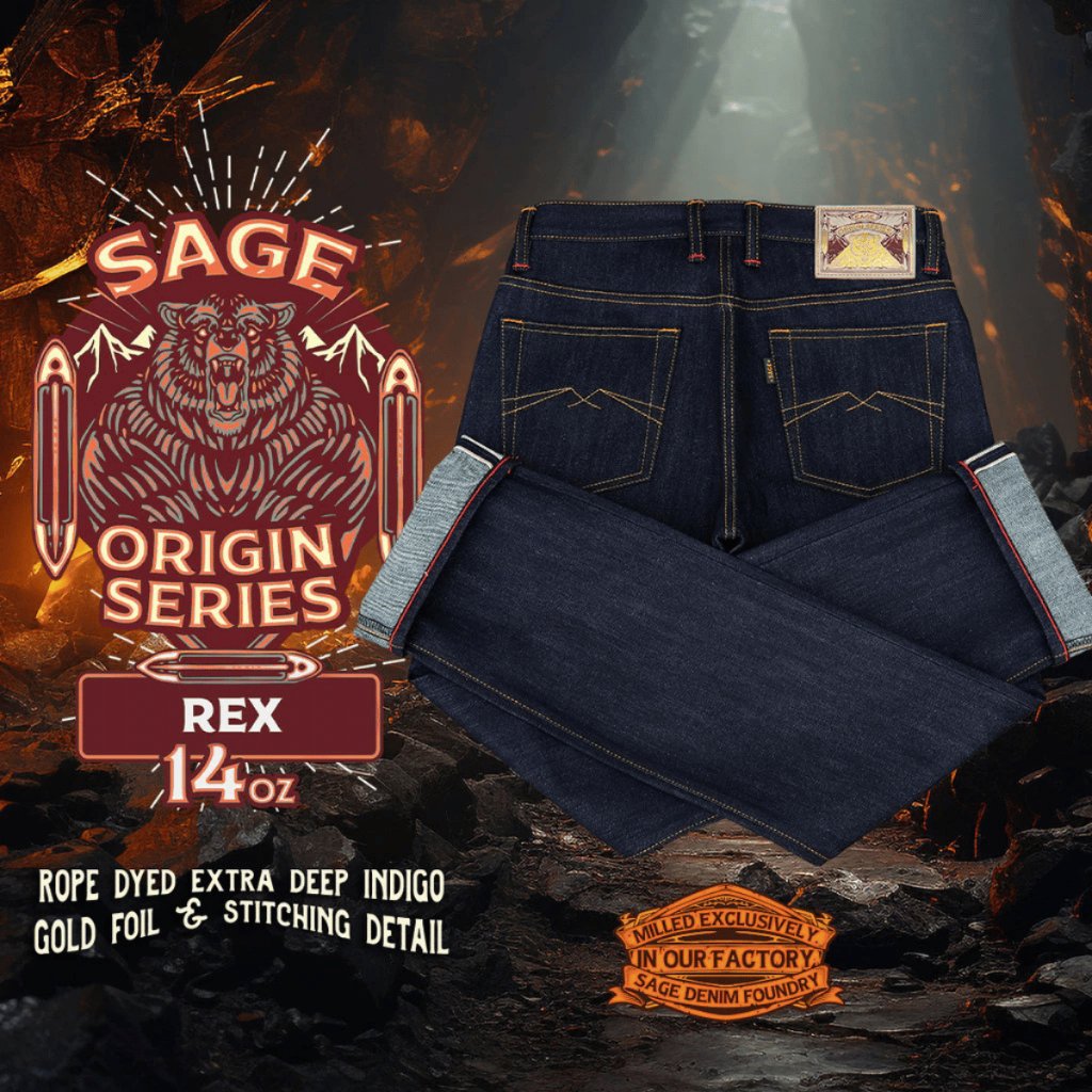 Sage Origin Series : Rex 14oz Sanforized Extra Deep Indigo Selvedge