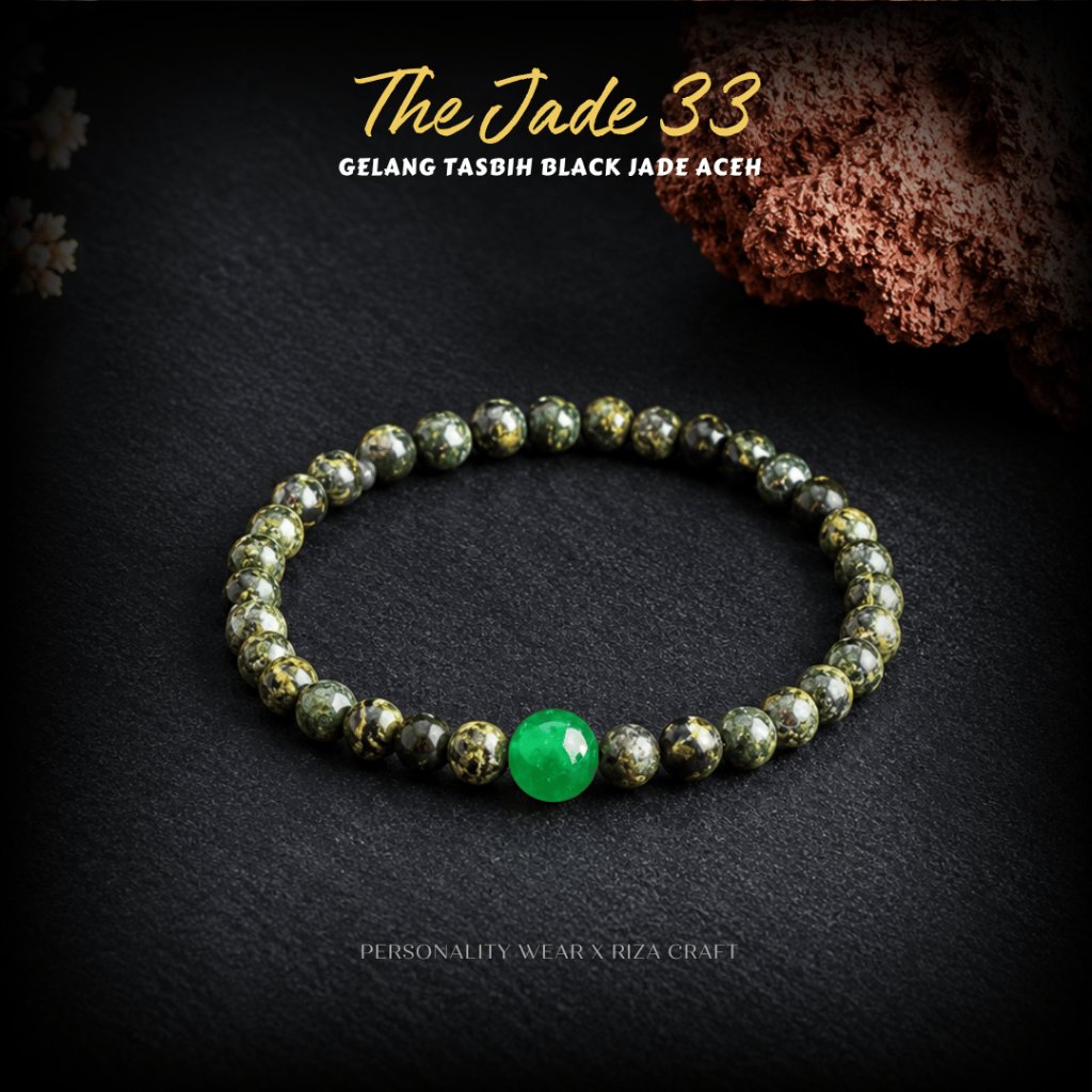 Gelang Tasbih Batu Alam Kristal Asli Batu Black Jade 33 Pria Wanita Aesthetic