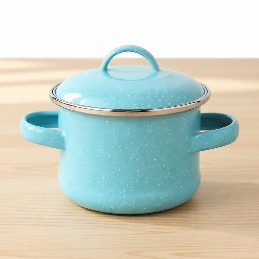 Chefina Panci Enamel Lovey turquoise White Speckles diameter 12 cm