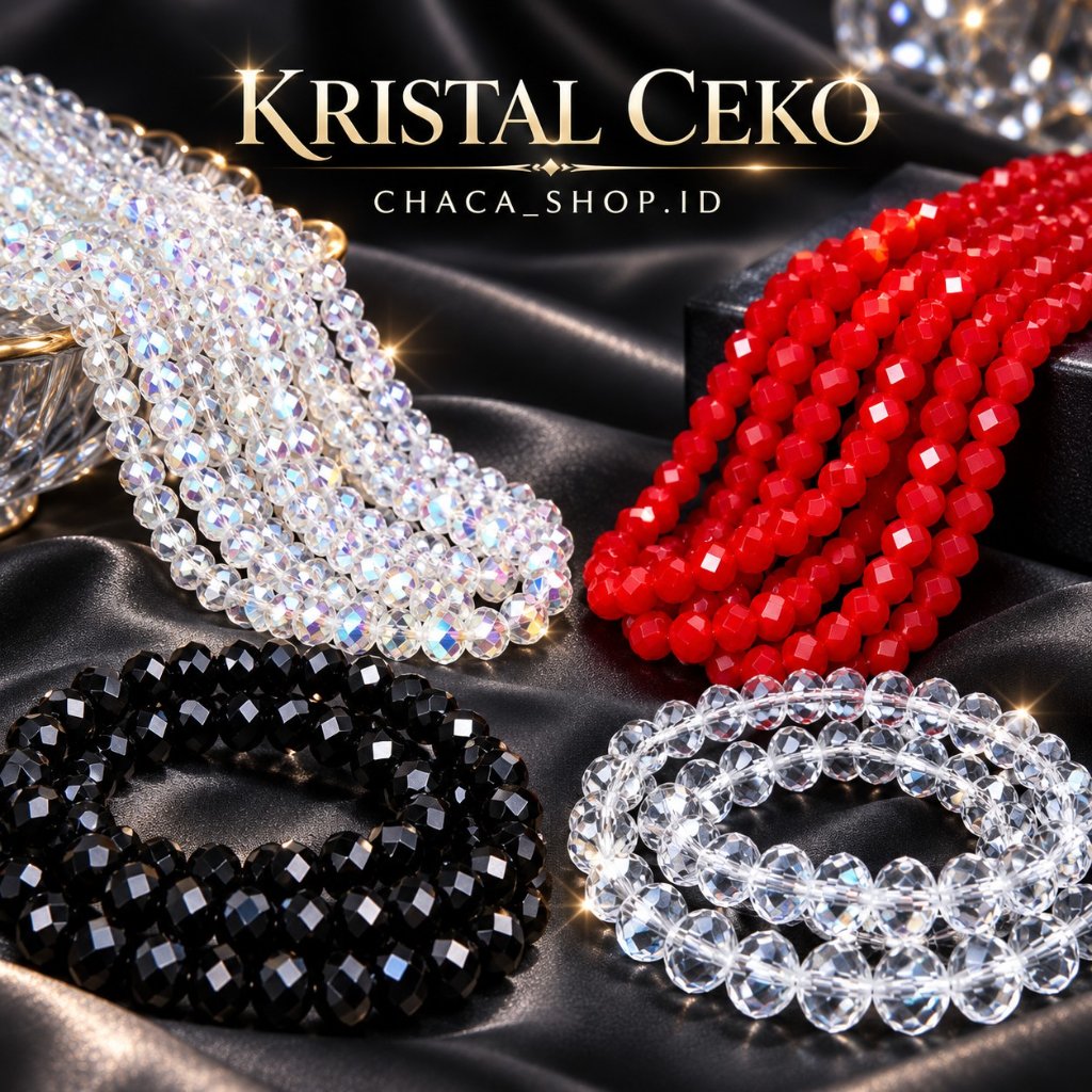 Mote Manik Kristal Ceko |  Bahan Crystal Ceko Merah Hitam Banyak Pilihan Warna | Bahan manik Ceko Bu