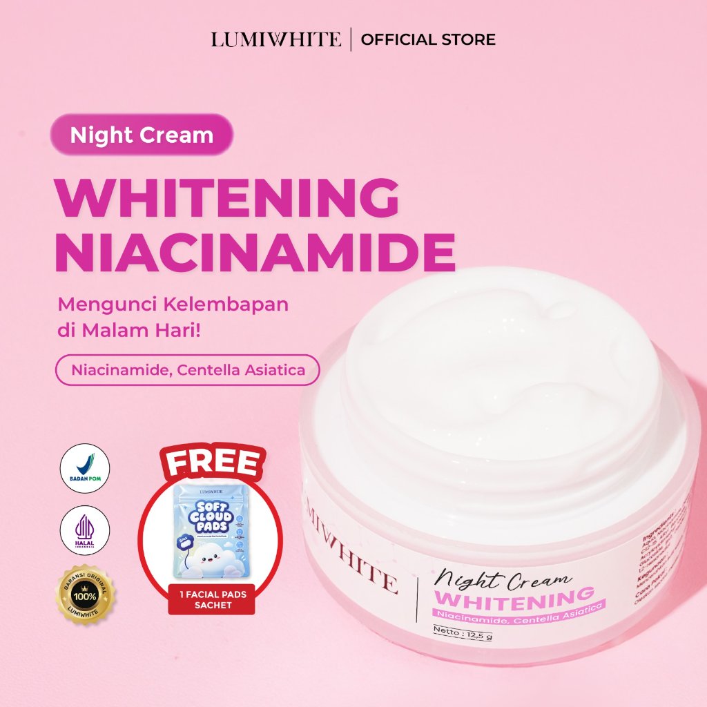 (NEW)LUMIWHITE - Whitening Night Cream 12,5gr (FREE 1 CLOUD PADS)