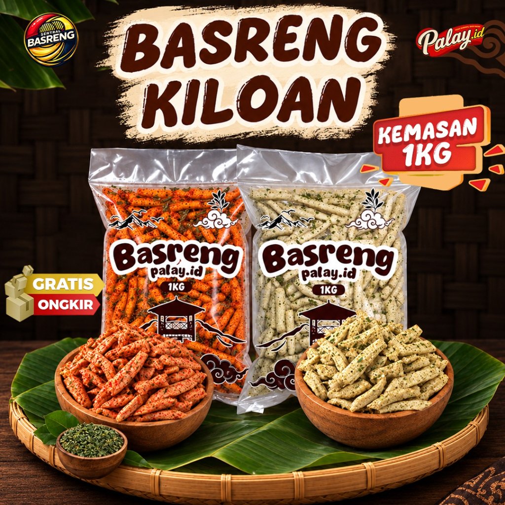 Basreng Daun Jeruk 1kg -  Pedas Daun Jeruk 1kg dan Original Daun Jeruk 1kg Basreng Stick Sentral Bas