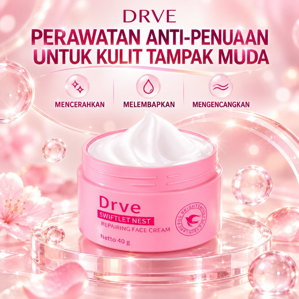 DRVE Swiftlet Nest Face Cream 40g Moisturizer Wajah Pelembab Wajah Sarang Burung Walet Anti Aging Br