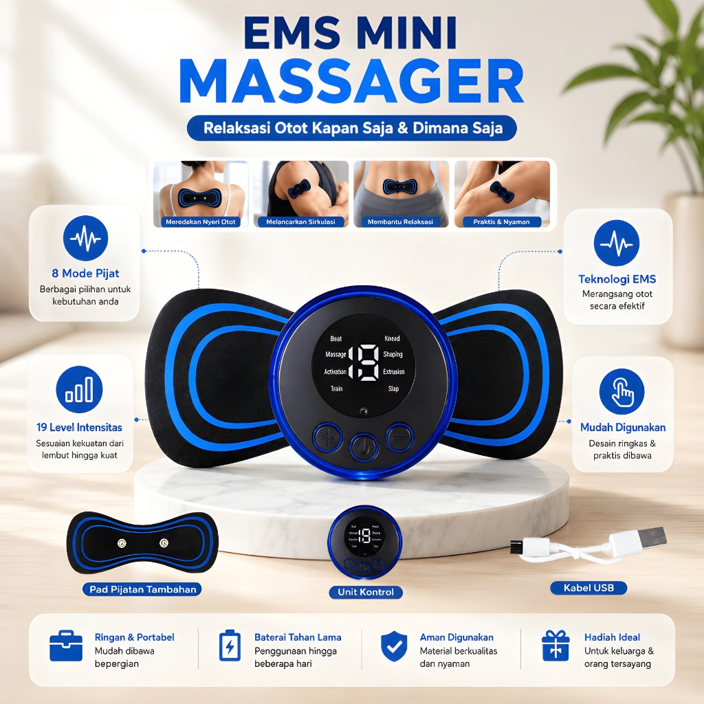 [ COD ] Alat Pijet Elektrik Mini Terapi Punggung Leher Otot Pad EMS Pemijat Refleksi Pinggang Pundak