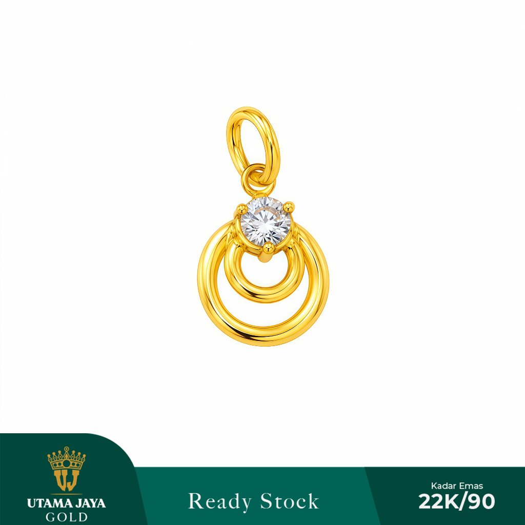 Liontin Emas Model Solitaire Permata Double Ring Kadar 900/22K