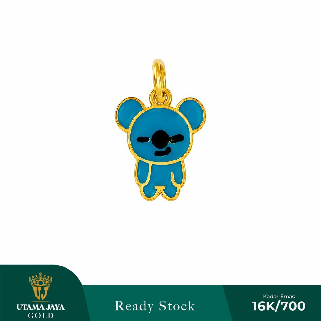Liontin Emas Model Karakter Koya BT21 Koala Biru Enamel 700/16K