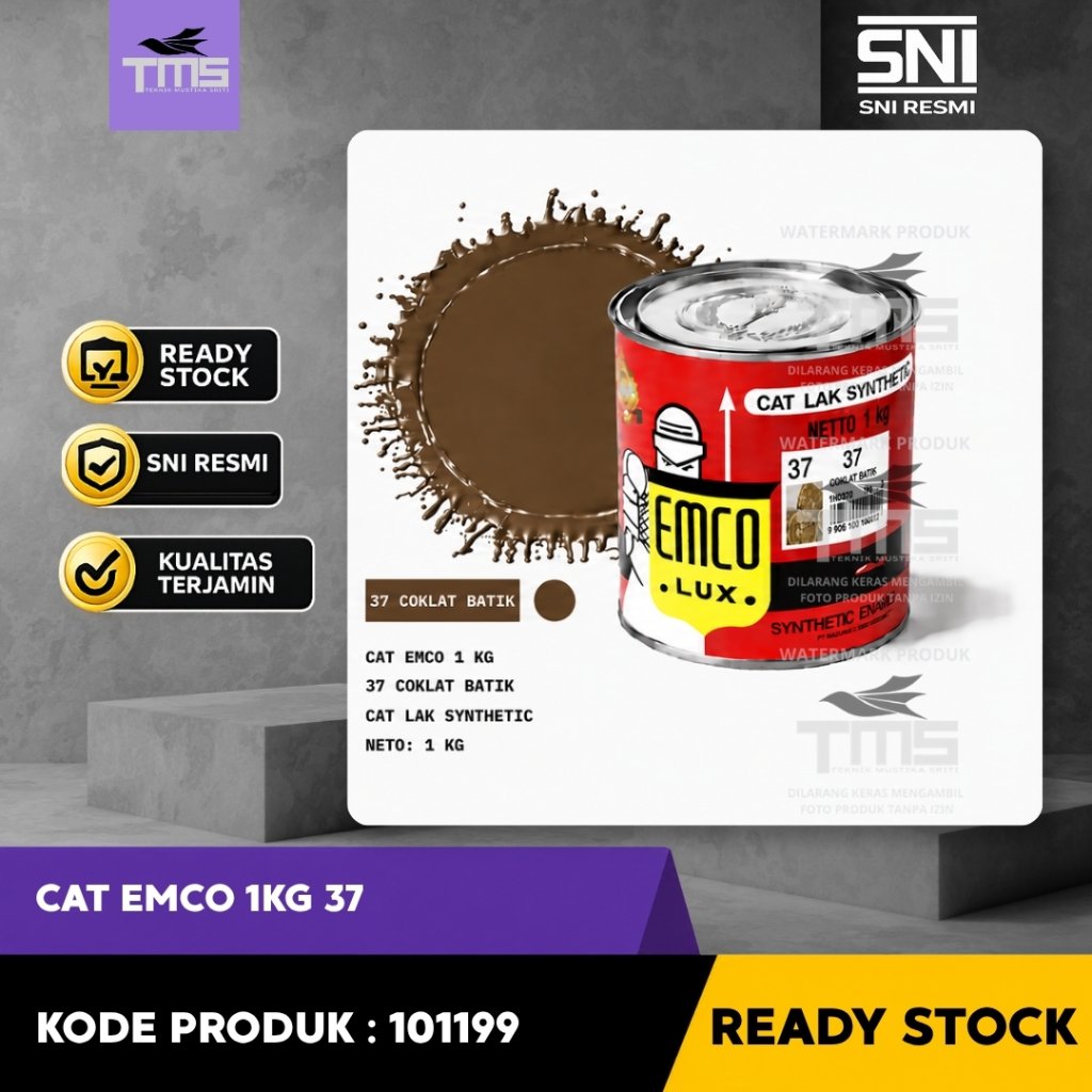 Cat Emco 1KG 37 Coklat Batik Cat Lak Synthetic Enamel Warna Coklat Berkualitas Ready Stock
