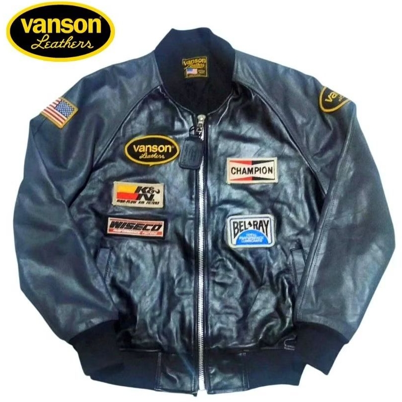 NWOT Vanson Leathers Race Team Bomber Jacket X Jaket Bomber Boxi Crops Kerah Daun Avirex Schott Levi