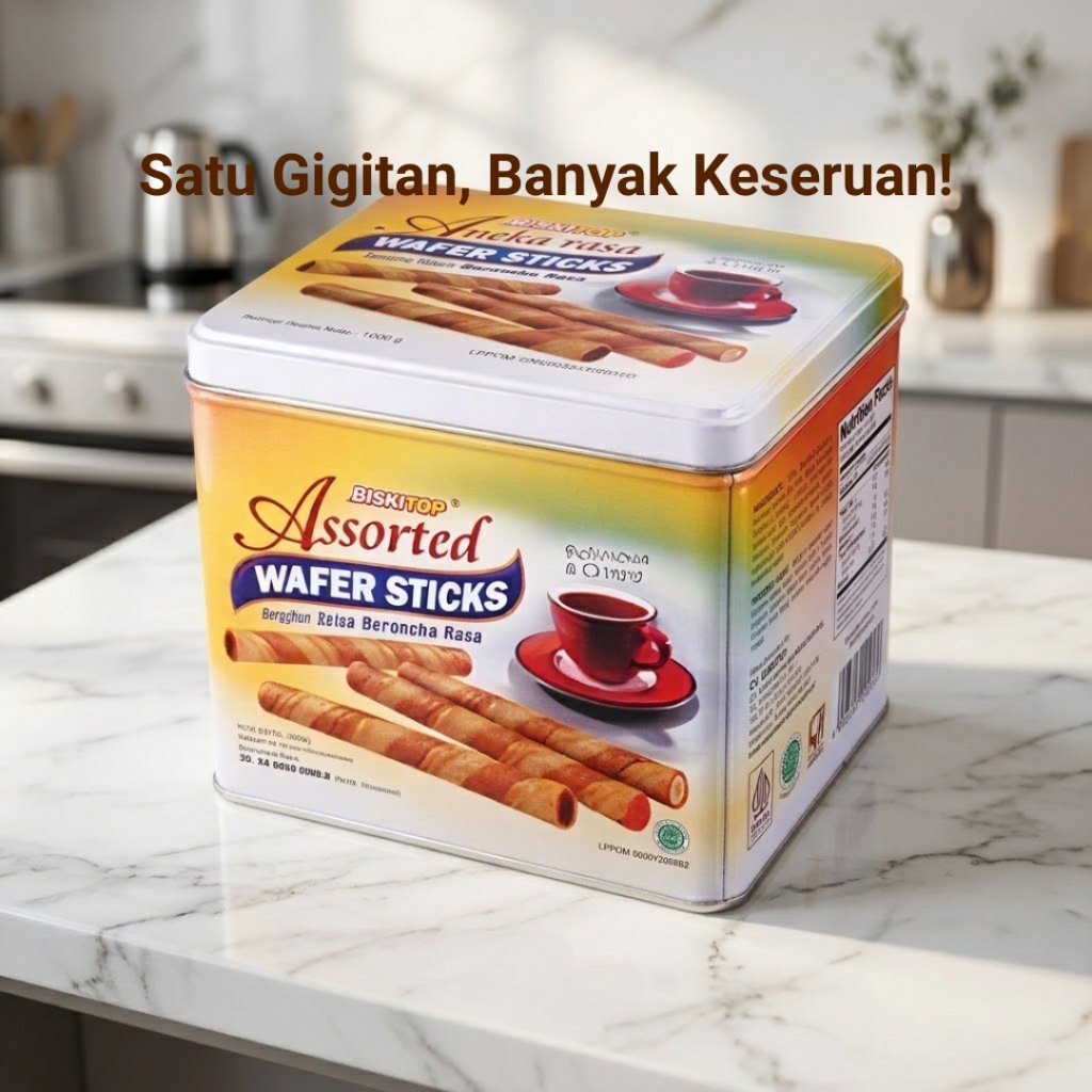 Biskitop Wafer Stick Kaleng - Astor Coklat Kaleng - Biskuit Camilan Keluarga