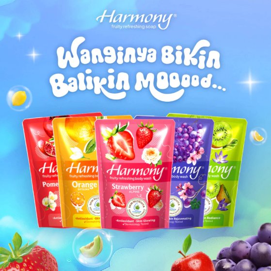 Harmony Sabun Mandi Cair Refill 400ml Ekstrak Buah