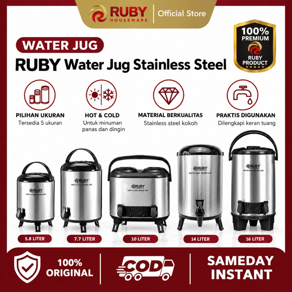 RUBY WATER JUG STAINLESS STEEL