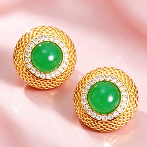 Cartier Promo Anting Tusuk Batu Giok lapis emas 24 karat 5 warna awet Vintage Kasual Elegan Etnik wa