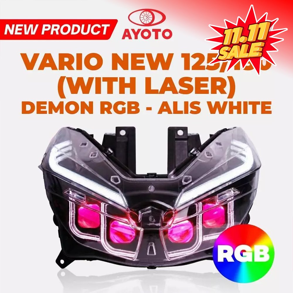 FULL SET HEADLAMP VARIO NEW 125/150 AYOTO 4 LED MATRIX 90 WATT 130 WATT RGB LASER WELCOME LIGHT SEIN