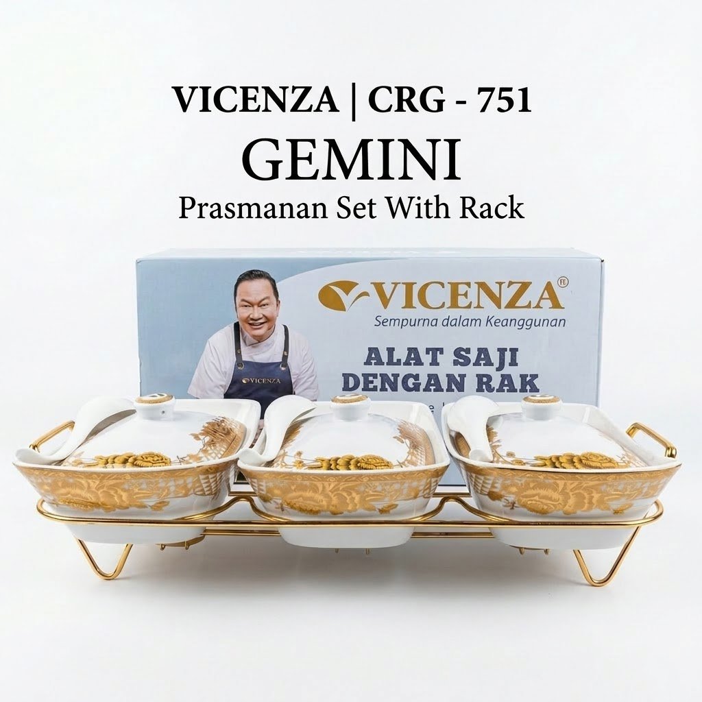 [VICENZA ORIGINAL] CRG-751 Gemini Prasmanan Set Motif Elegan Tempat Saji Makanan Premium