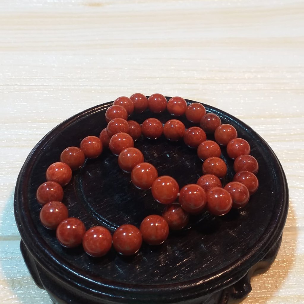 Gelang Giok / Jade Burma Merah (Bakar) - Natural / Asli Batu Giok