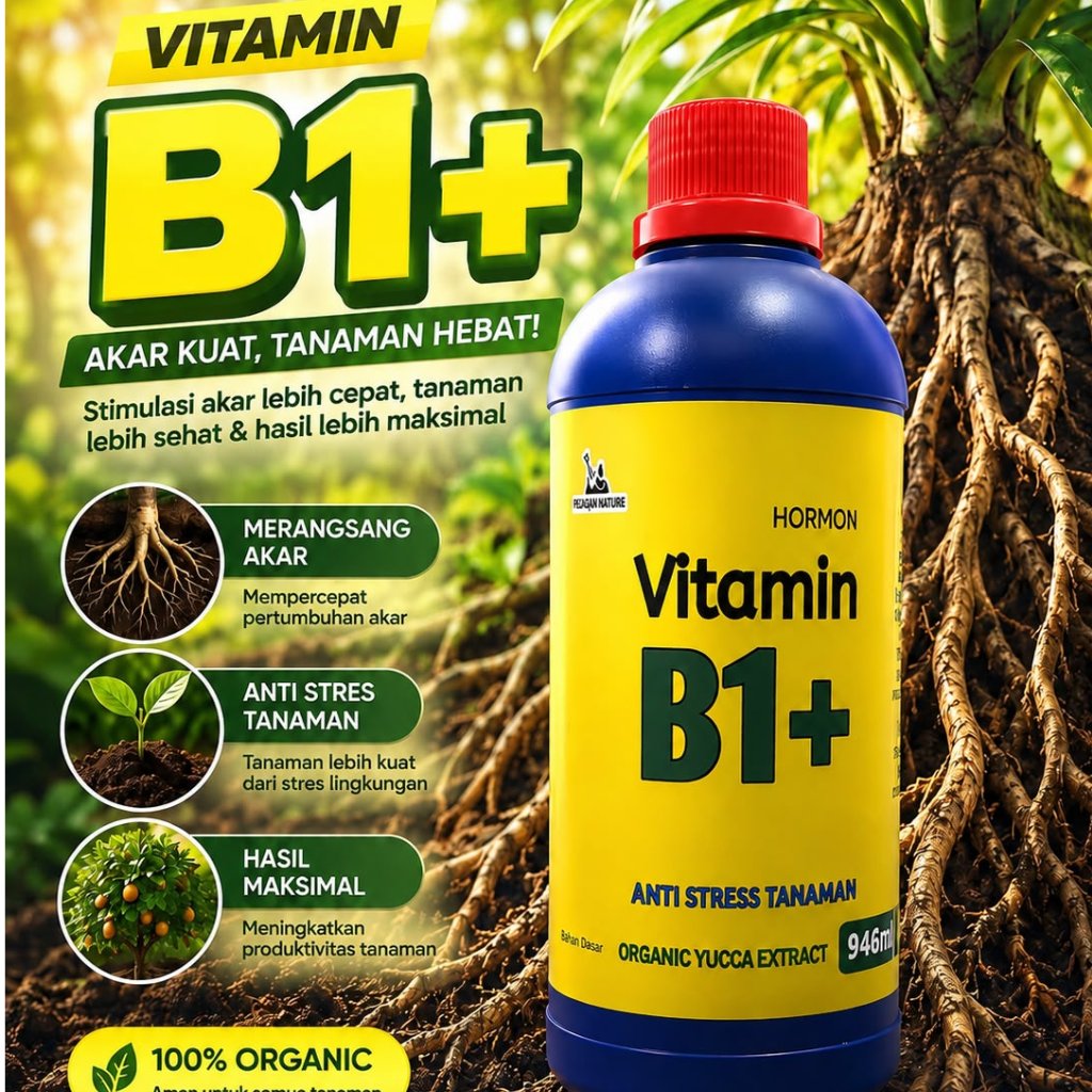 ET-KEBUN NATURE - Vitamin Akar B1 Plus Tanaman Kemasan Botol Biru Import