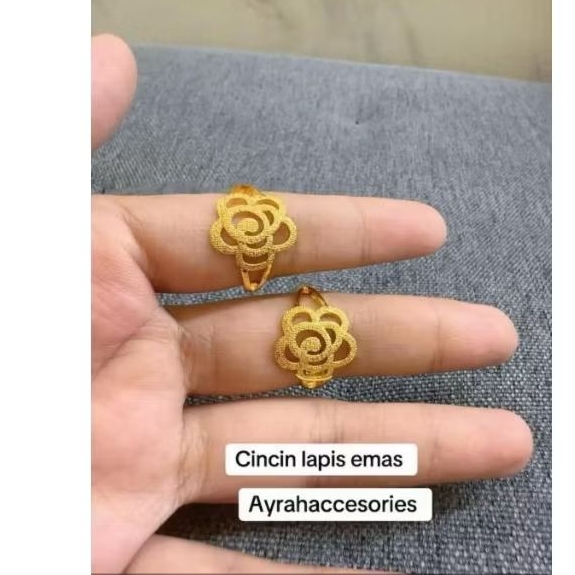 cincin bunga bahan bangkok model emas