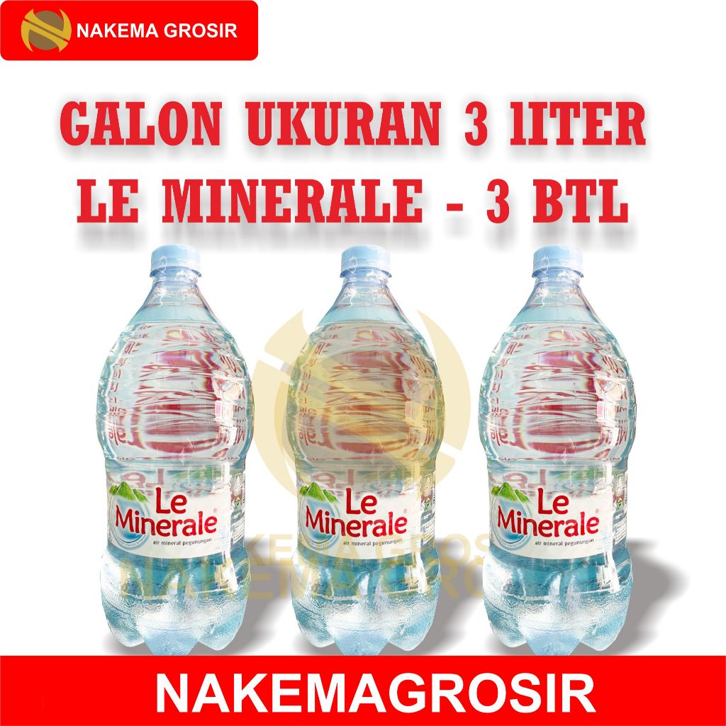 

LE MINERALE UK 3 LITER PAKET 3 BTL JAUH LEBIH HEMAT - HARGA MURAH - PROMO NAKEMA GROSIR