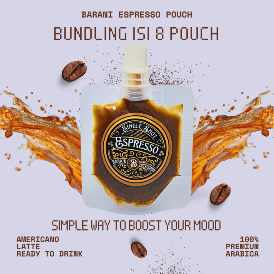 

Barani Roastery Espresso Pouch Bundling isi 8 Pcs 100% Arabica Lebih Murah Hemat Dan Nikmat