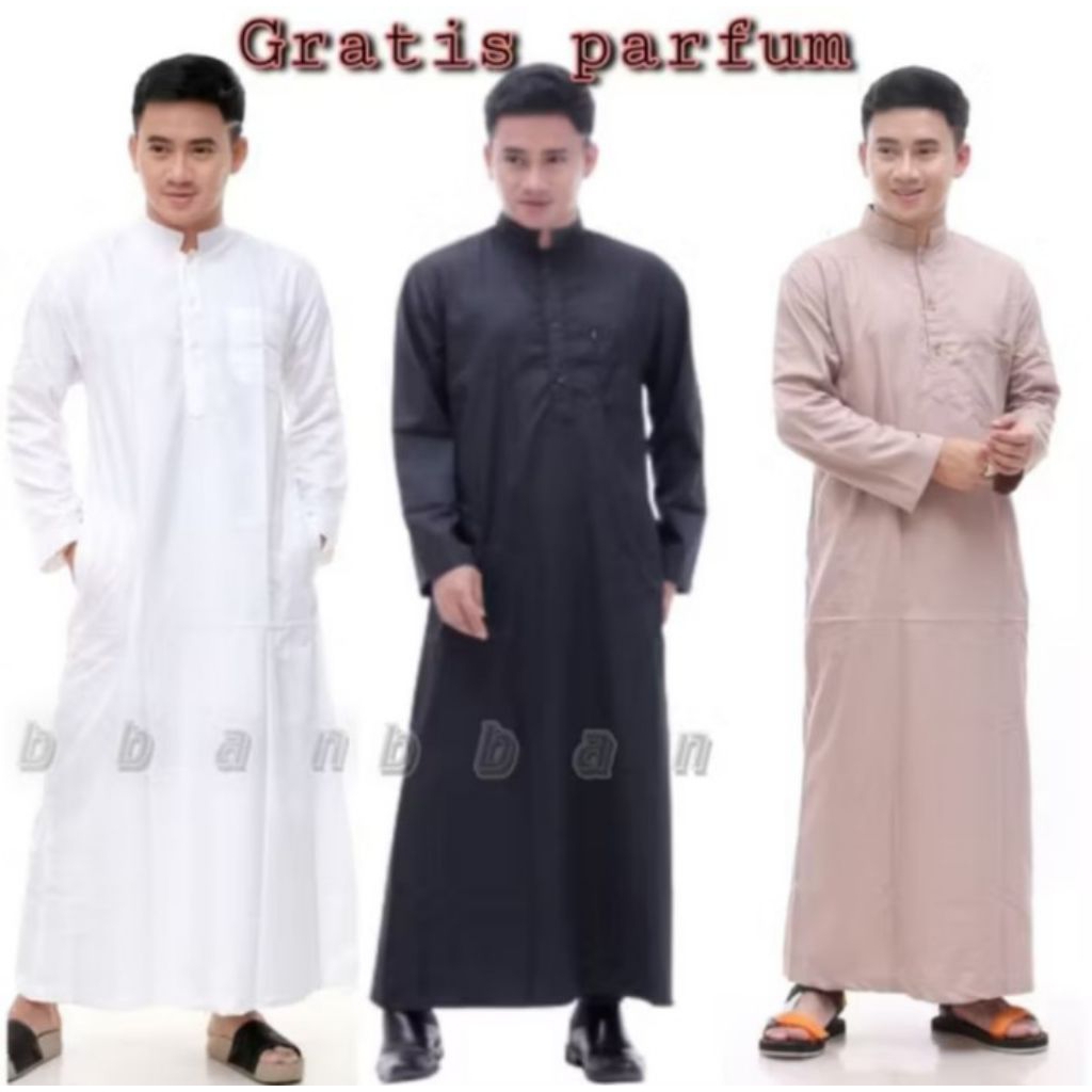 Jubah pria putih polos gamis pria dewasa jubah arab saudi lengan panjang