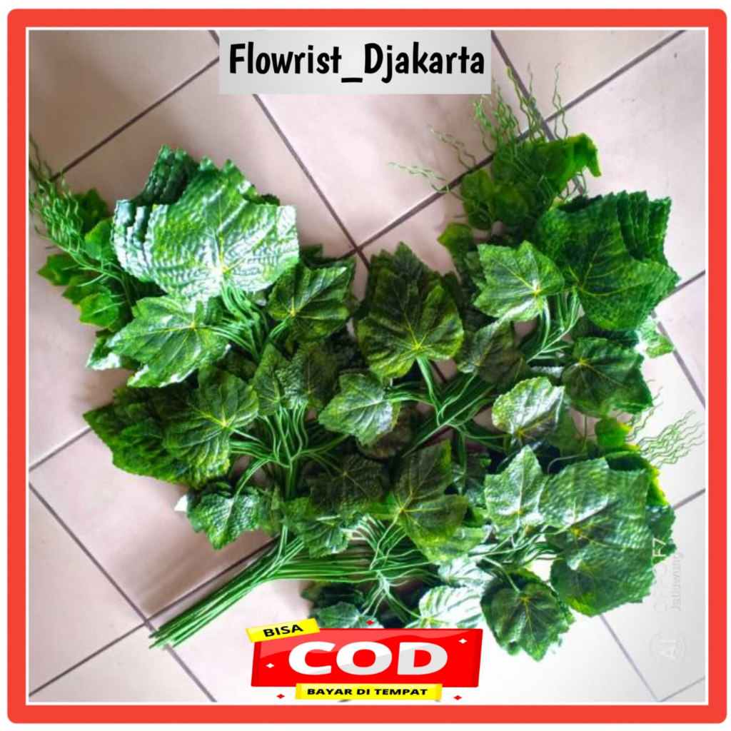 Daun Anggur New Hijau X3 Artificial Daun artificial/daun hias/daun plastik/daun dekorasi/anggur hija