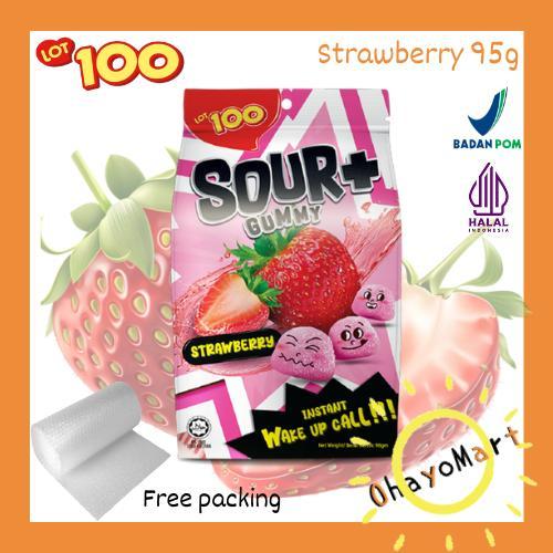 

Permen Asam Lot 100 Sour + Gummy Strawberry / permen kenyal 95g