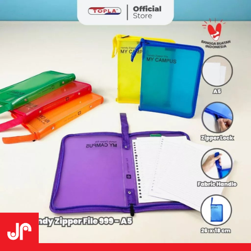 TOPLA HAND ZIPPER FILE 999 MAP RESLETING FILE A5/ MAP DOKUMEN A5 MAP ZIPPER ANAK SEKOLAH