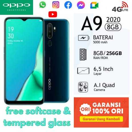 oppo a9 2020 ram 8/256 GB 4G LTE Garansi 1 Tahun