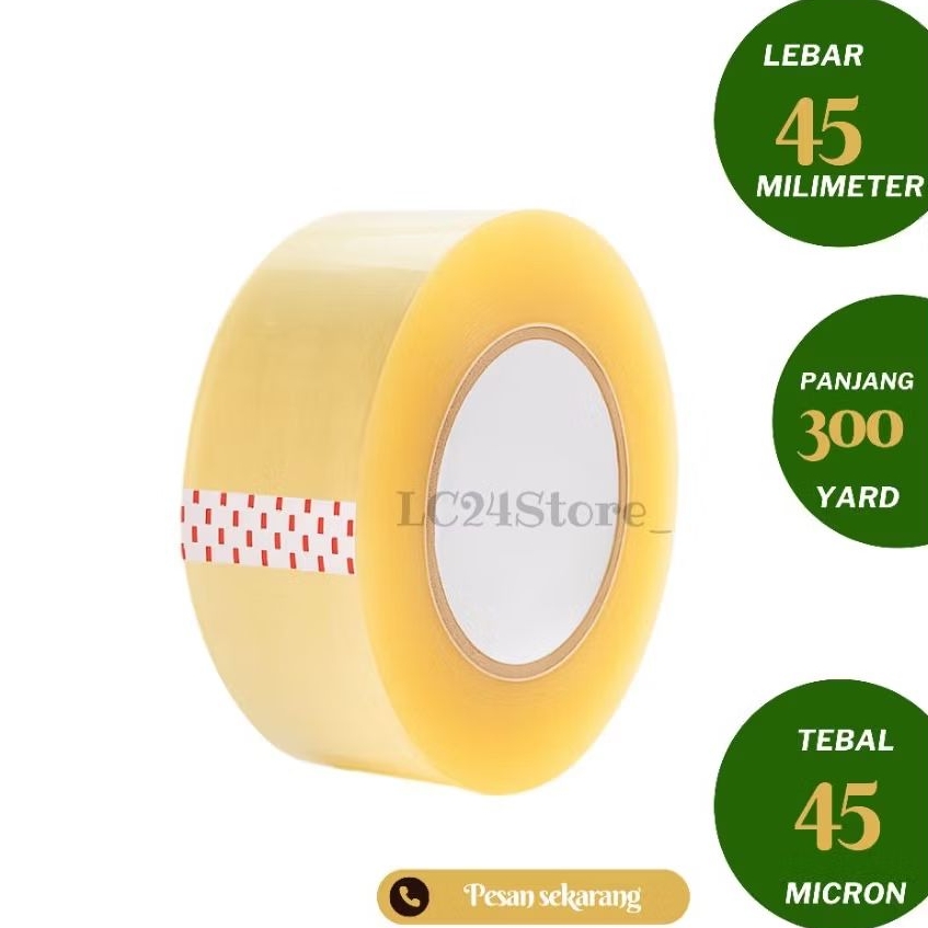 

Lakban Jumbo Bening 45mm x 300 Yard | 1 Pcs/Roll (Satuan) | OPP Tape 2 Inch 300Y