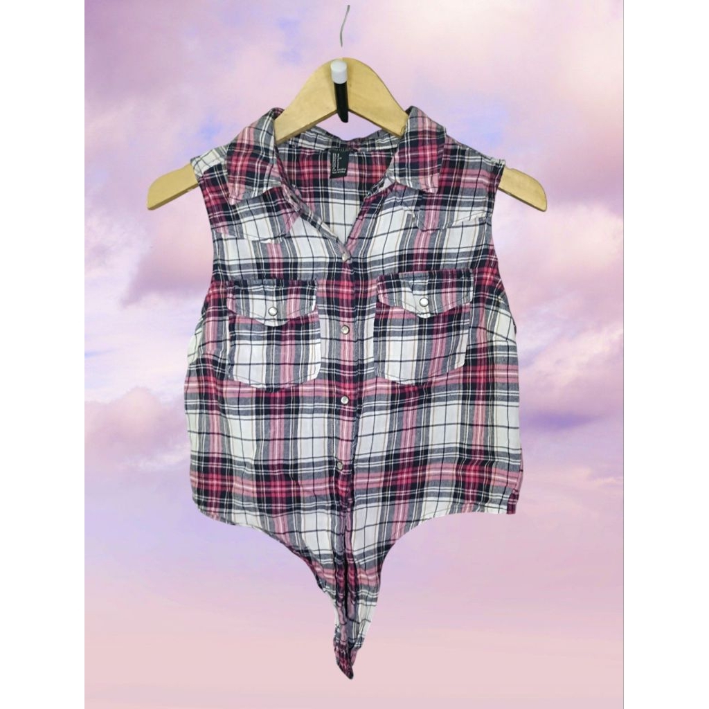 Forever21 Cami Collar Tartan Top Y2K Style 2000's