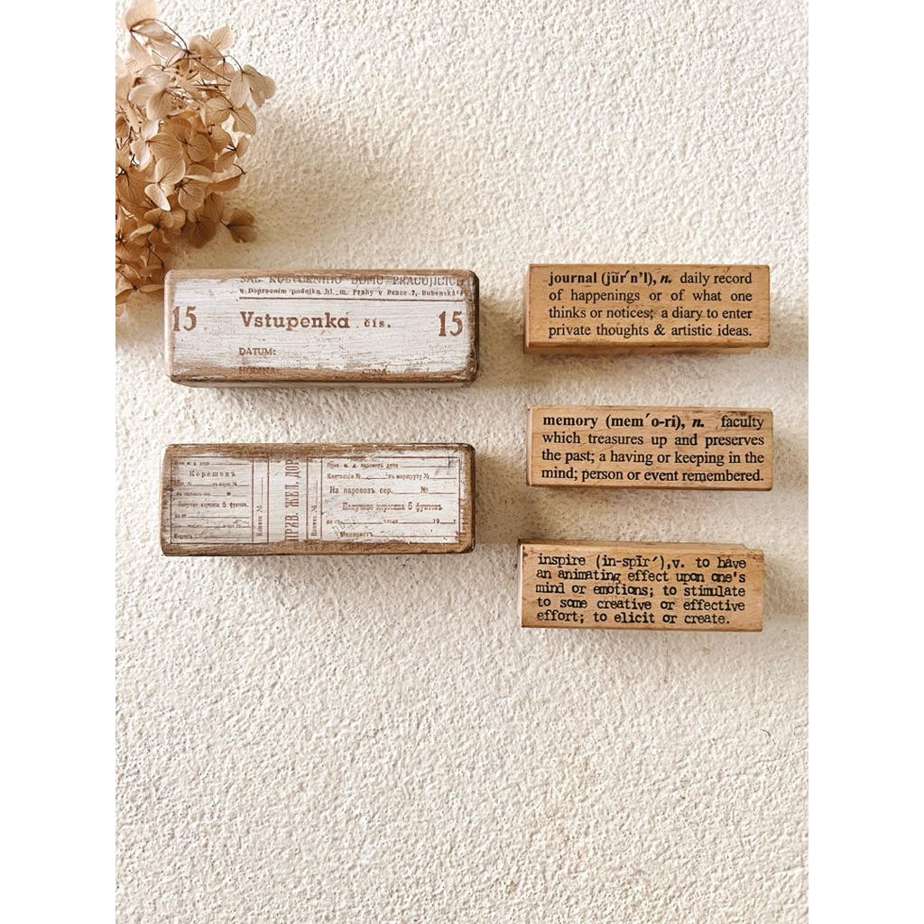 

Preloved Stetit Puella Czech Ticket Rubber Stamp & Cats Life Press Dictionary Rubber Stamp