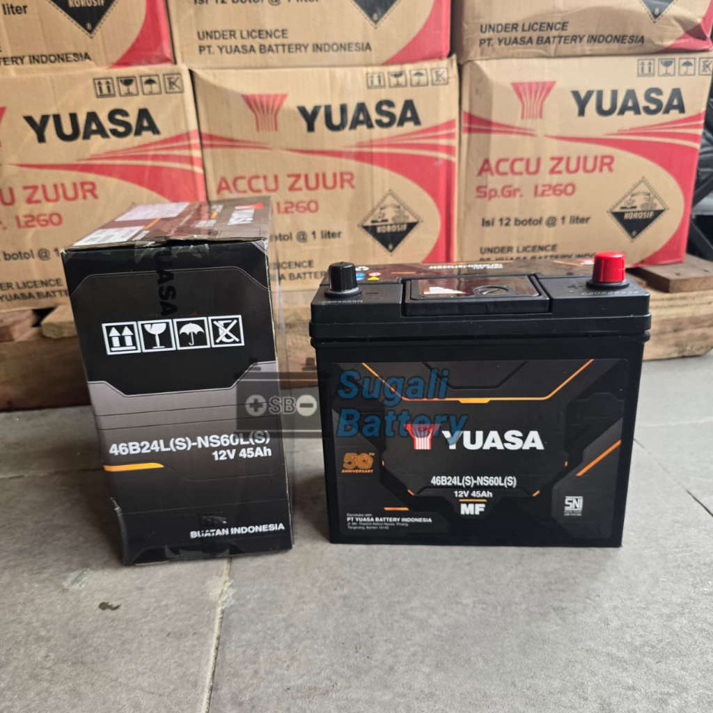 Aki Mobil YUASA NS60LS 46B24LS MF Aki kering 12v 45Ah Original YUASA