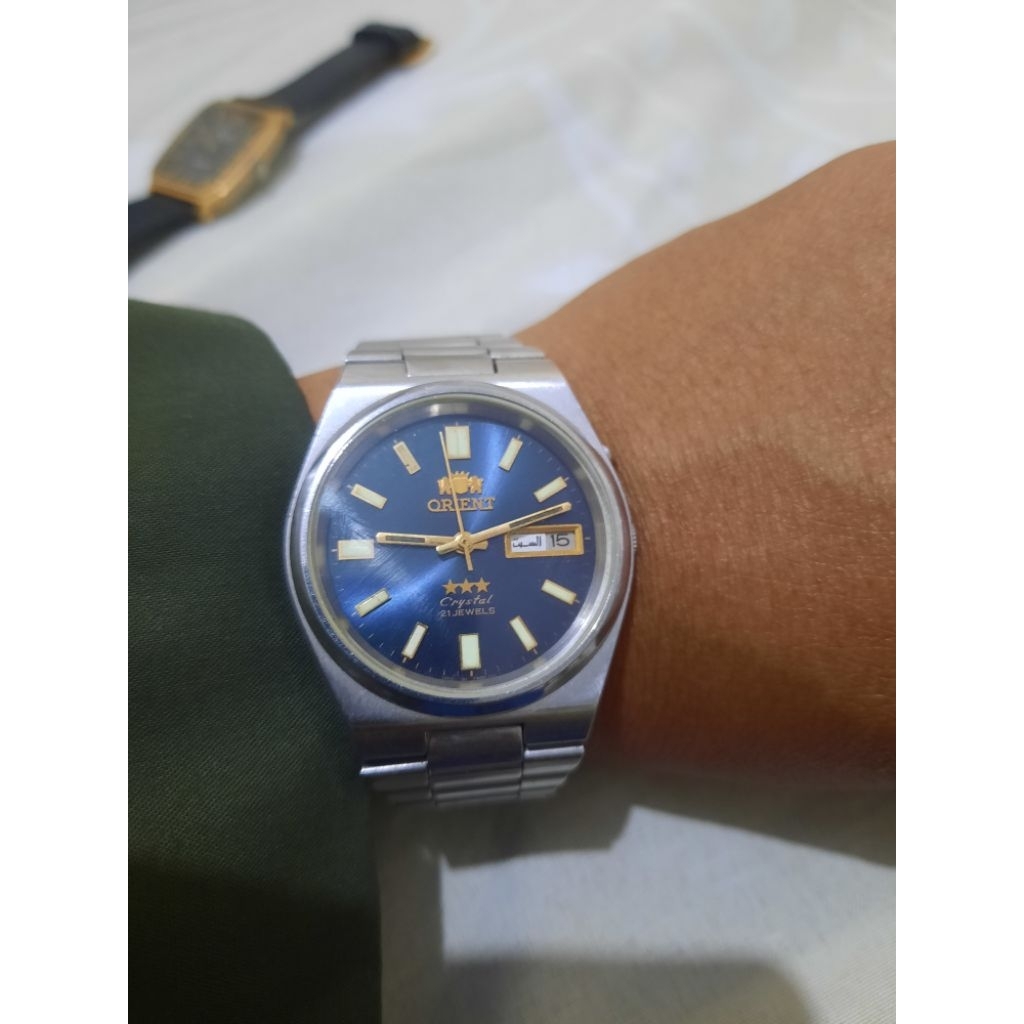 jam tangan orient crystal blue dial cakep automatic