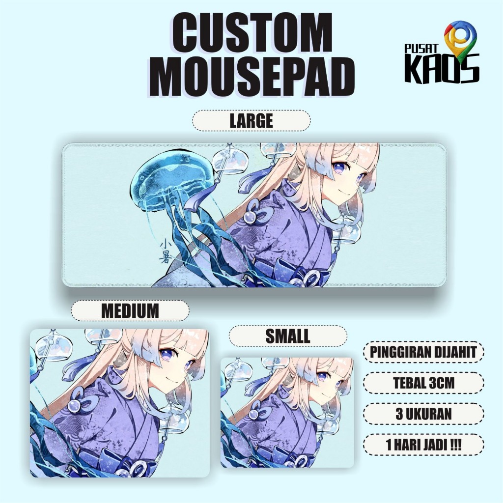 Custom MOUSEPAD mousepad ukuran 80 x 30 cm, 28 x 25 cm, 22 x 18 cm.ALAS MOUSE GAMING & KERJA TEBAL 3