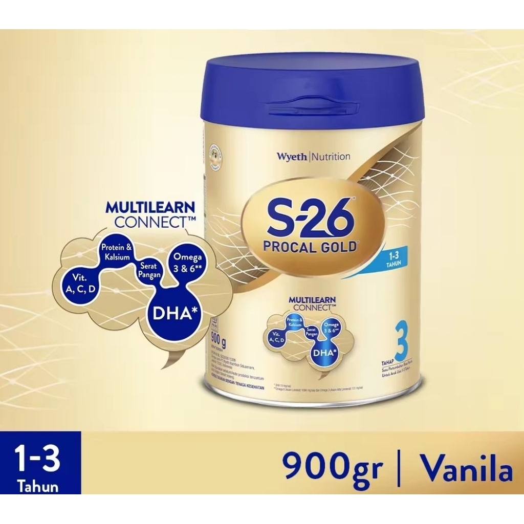 

S-26 PROCAL GOLD Tahap 3 Vanila Susu Pertumbuhan Anak Usia 1-3 Tahun 900gr