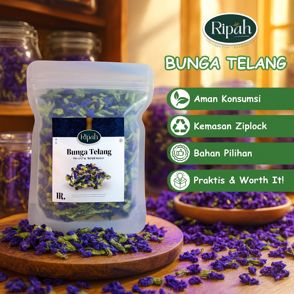 

20gr Bunga Telang Kering Organik / Ripah Rempah Premium