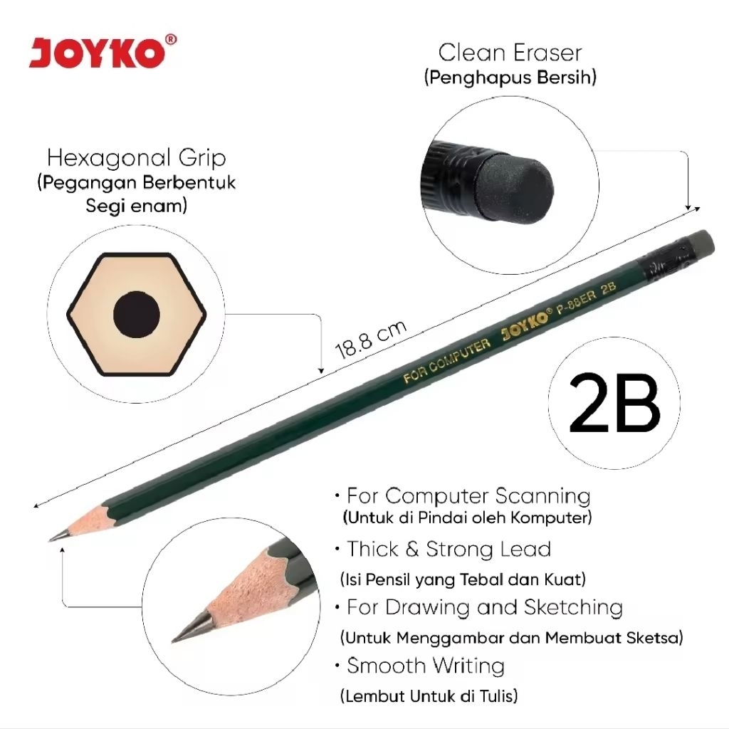

2 Pcs Pensil Joyko 2B P88