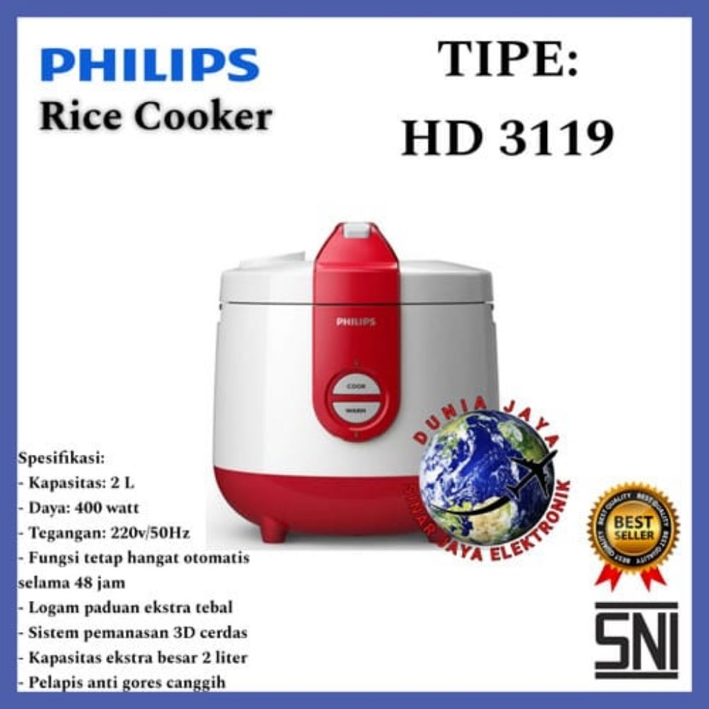 (COD) PHILIPS rice cooker 2L HD 3119 / HD3119