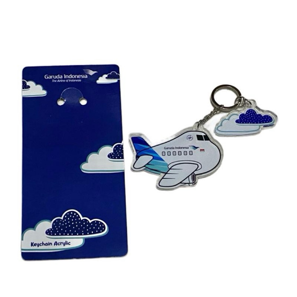 Official Acrylic Sky Explorer Plane Keychain, Garuda Airways Indonesia