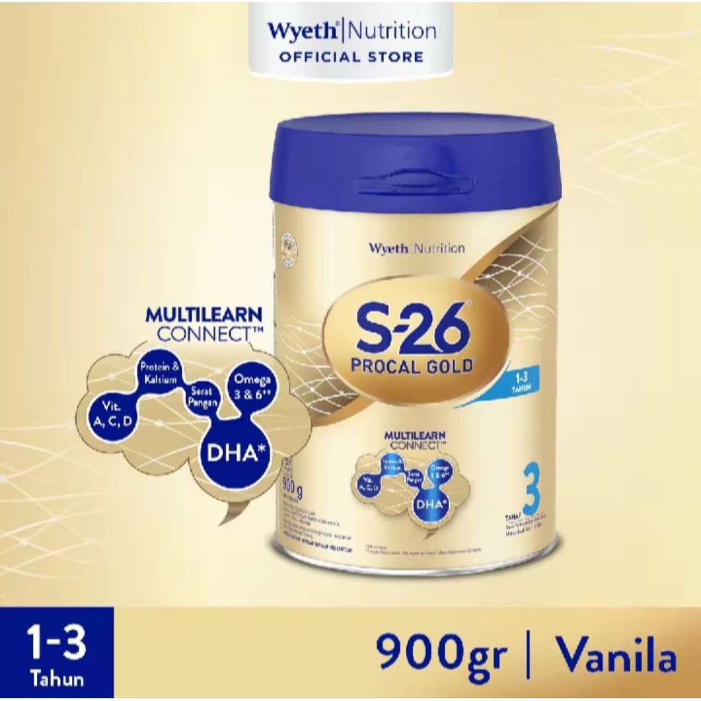

S-26 PROCAL GOLD Tahap 3 Vanila Susu Pertumbuhan Anak Usia 1-3 Tahun 900gr