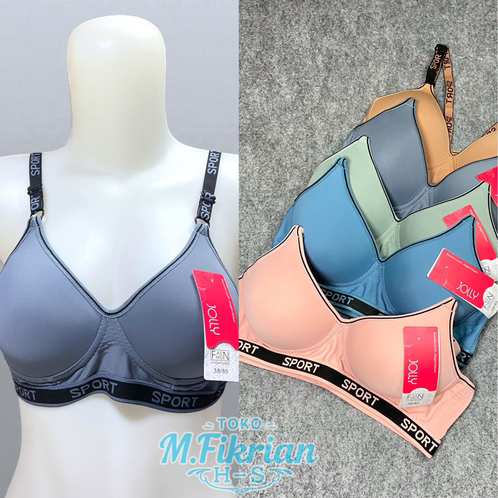 BH Wanita Jolly Sport Tanpa Kawat | Bra Busa Kait 3 Cup Sedang Nyaman Dipakai Harian