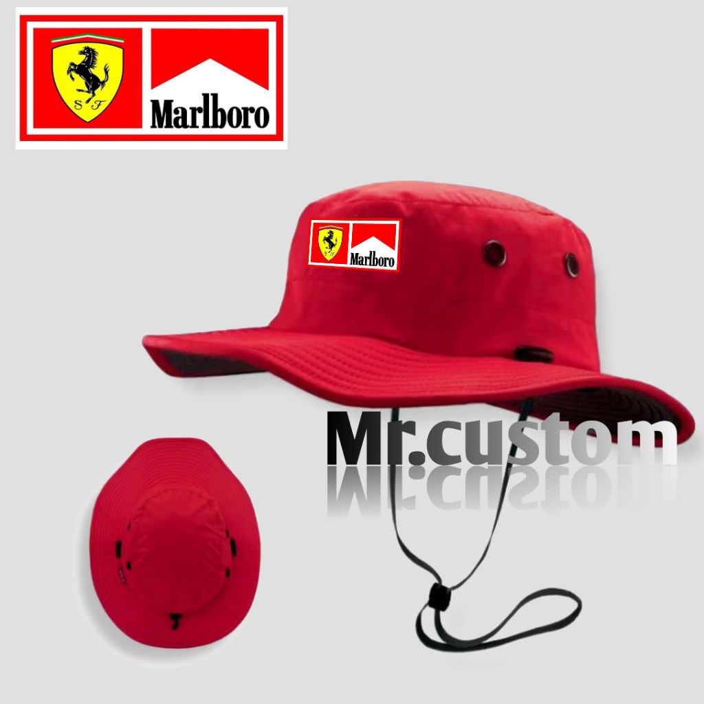 Topi Rimba Adventure Ferarri/ Topi Gunung Outdoor Logo Race Dewasa