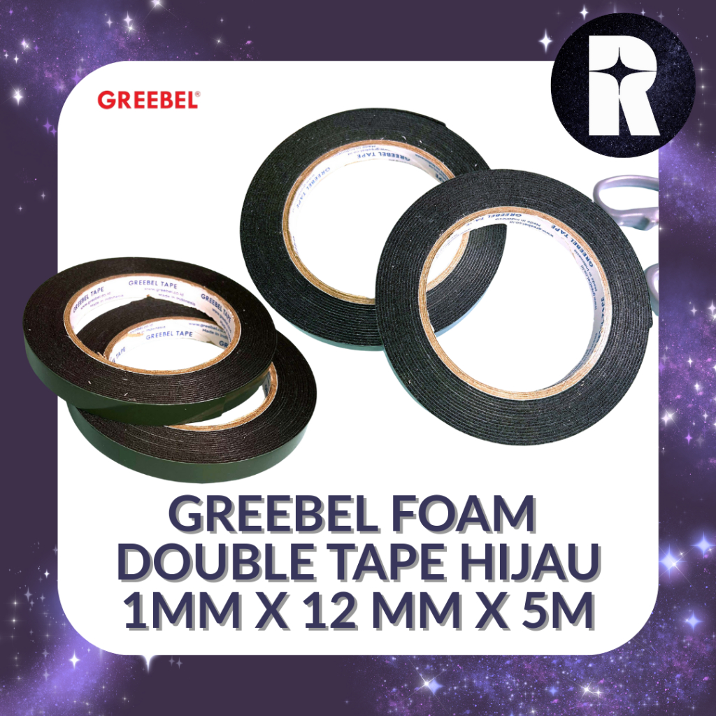 

GREEBEL FOAM DOUBLE TAPE HIJAU / SELOTIP FOAM 1MM X 12 MM X 5M