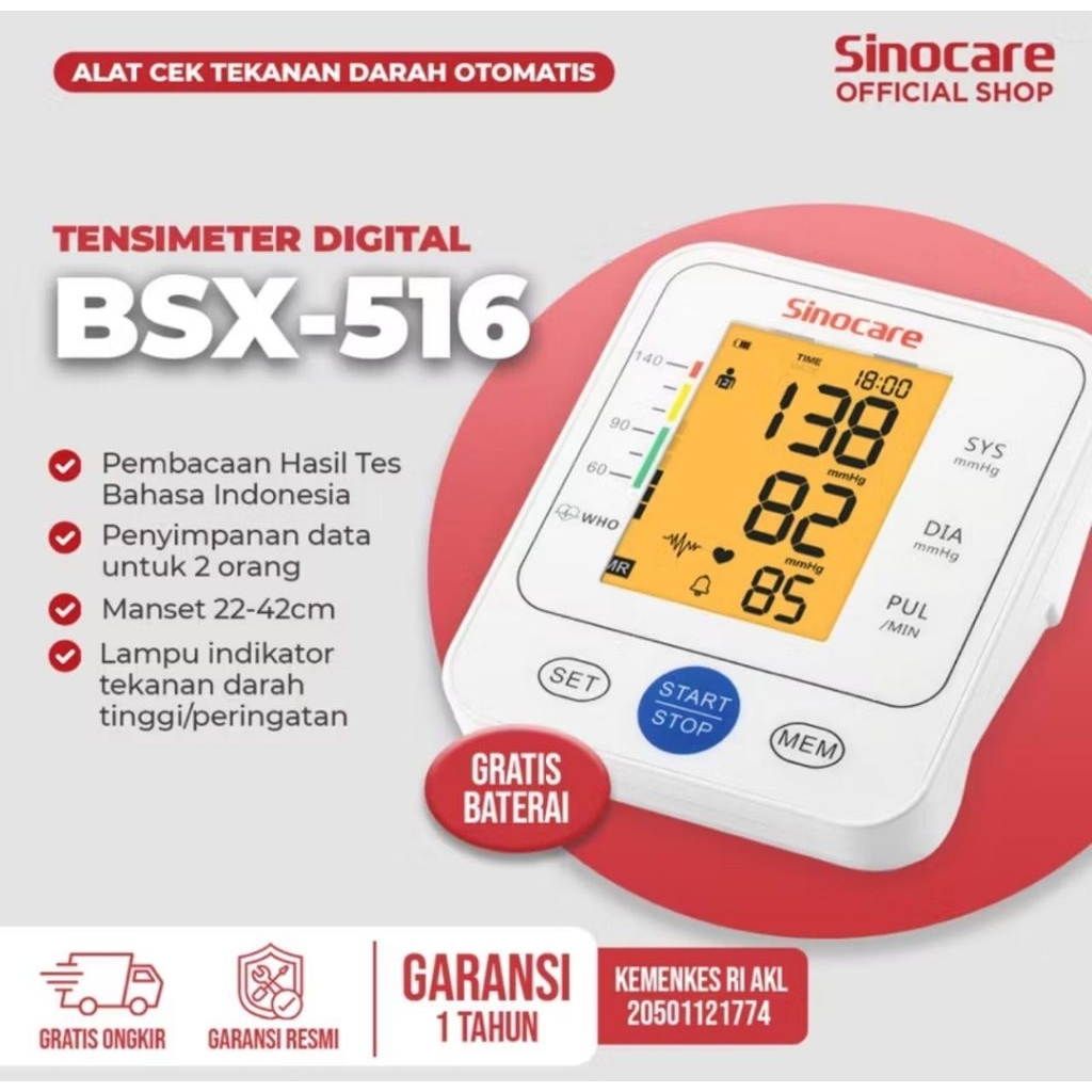 Tensi Digital Sinocare BSX516