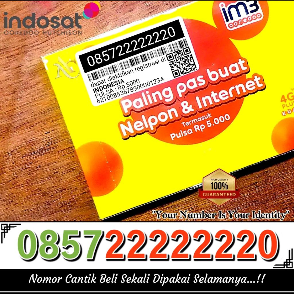 perdana indosat 2222222 Nomor Cantik 4G im3 sapta 2222222